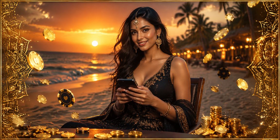 Player enjoying casino game on mobile at Goa beach