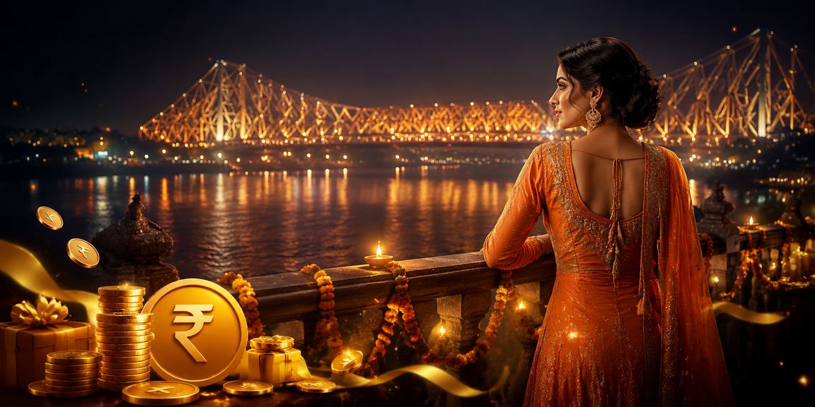 Vibrant skyline with Howrah Bridge glowing in Kolkata at night representing er605 trusted gaming